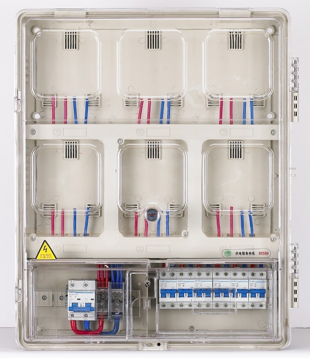 HR系列单相六户机械式透明塑料电表箱