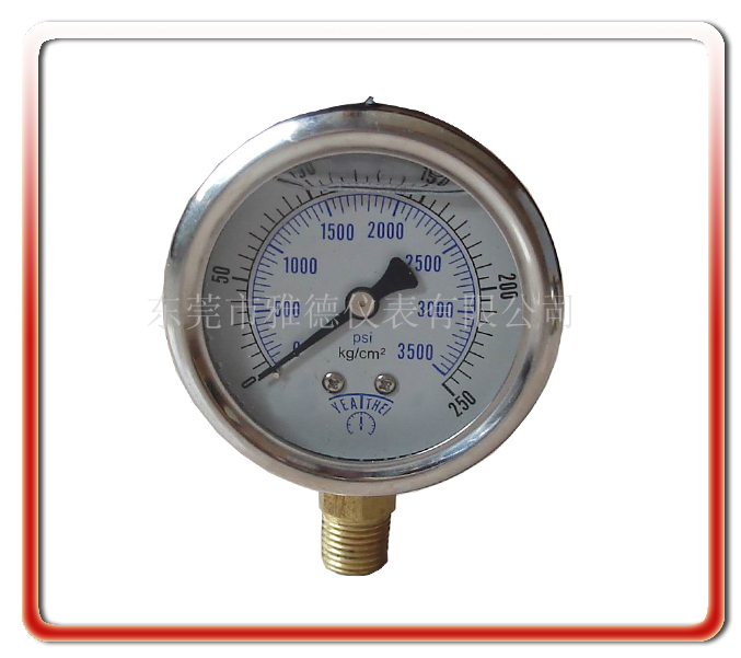 60MM径向耐震油压表、油压表、不锈钢压力表、全不锈钢压力表、油压表、抗震压力表