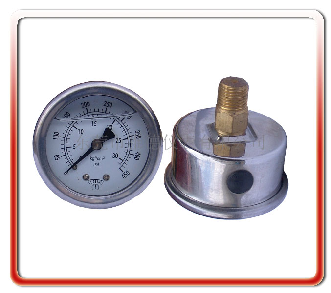 40UL-LB01 40MM轴向不带边耐震压力表，q震压力表，充油压力表，SUS不锈钢压力表，压力表