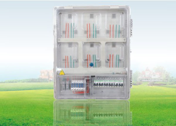 零售电表箱六户6表位电子插卡式透明电表箱